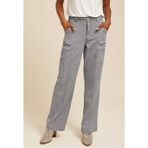 NWT Maurice’s Going Places Utility Cargo Pants Women's Medium Gray Straight Leg